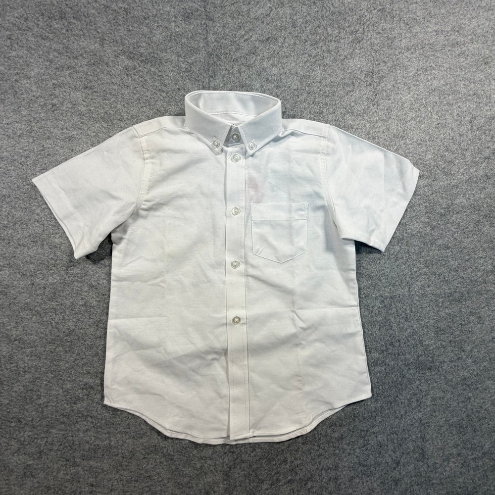A+ Simply the Best Boys Button Down Shirt 6 White Short Sleeve Oxford Cotton